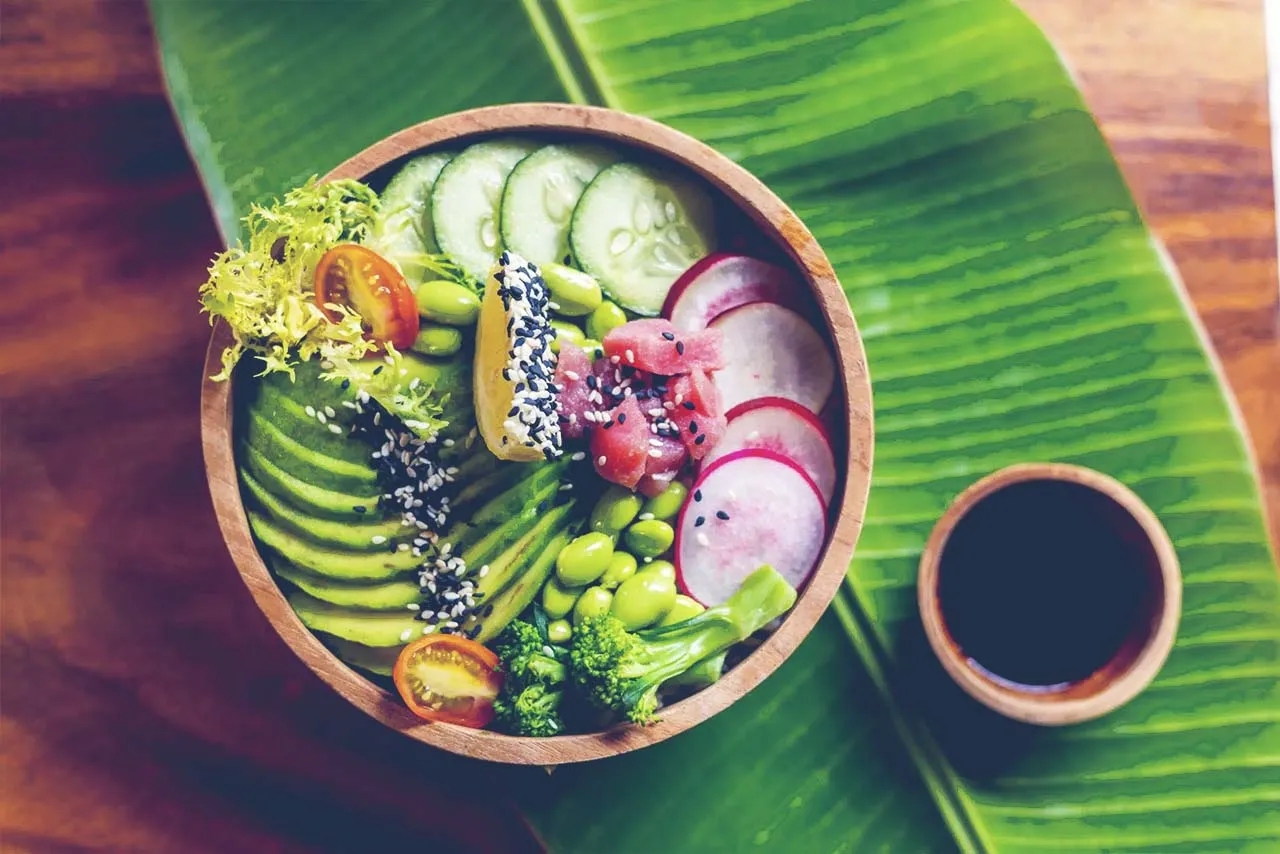 Healthy food served at the surf camp